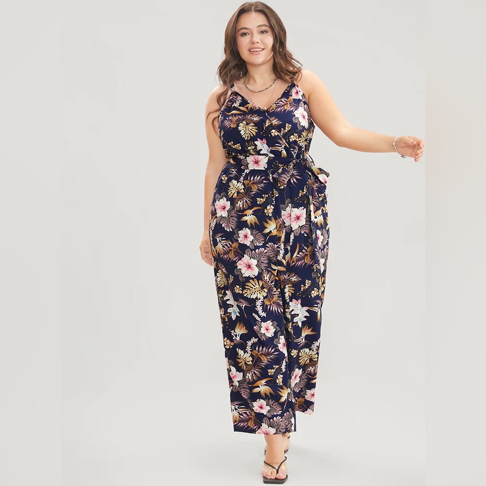 NWT Size 20/22 floral Belted Pocket Wrap Cami Jumpsuit